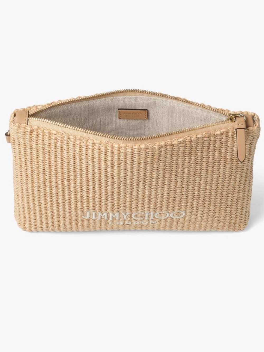 Jimmy Choo Raffia Zipped Flat Pouch - Picture 4 of 6